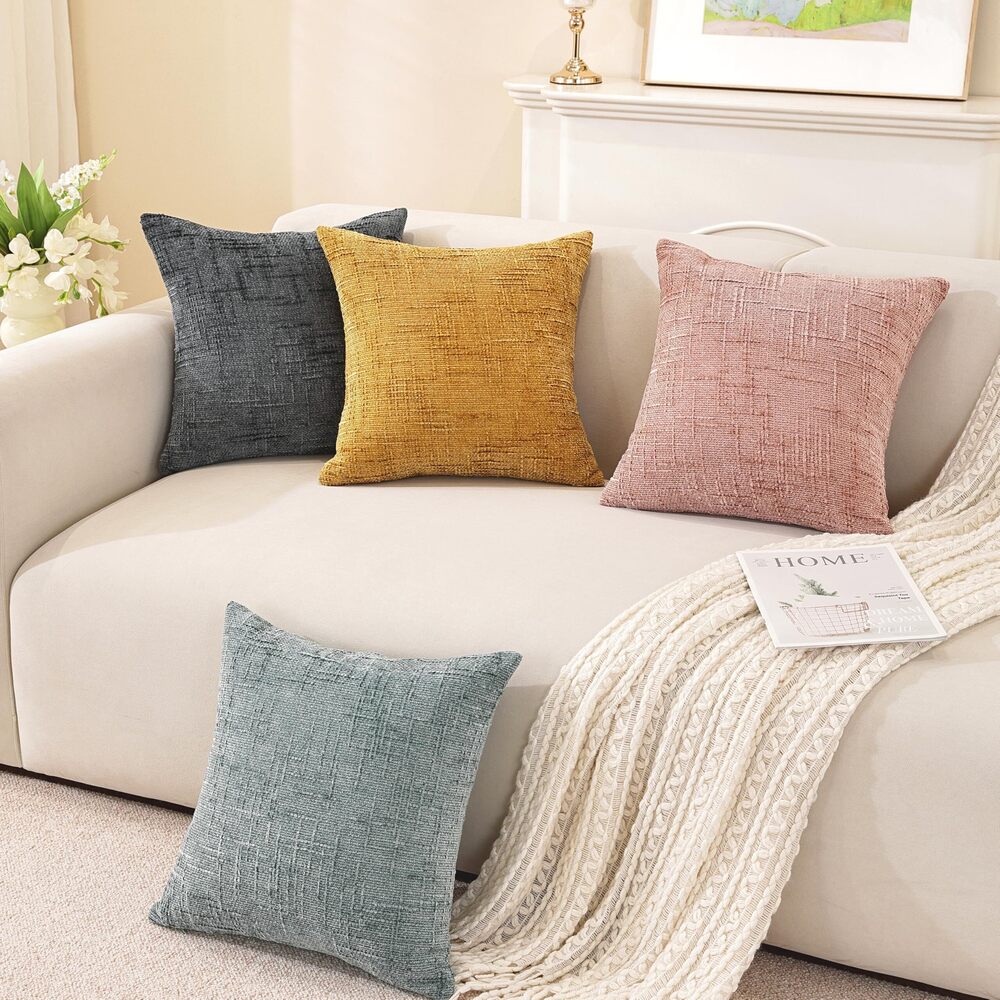 5310 Chenille Throw Pillow Covers 12x20 Inch Set of 2,Thick Textured Slubby - Picture 3 of 6